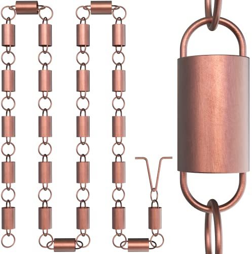 Rain Chains Direct, Wasserablaufkette, reines Kupfer, Premium-Wasserablaufkette für Dachrinnen, 2,5 m