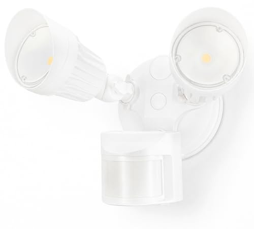LEONLITE COB LED Security Light, Motion Sensor Outdoor Lights, Dusk to Dawn, 100-277V, ETL Listed, Adjustable Heads, Motion Detector Flood Light, Aluminum, IP65 Waterproof, 5000K Daylight, White