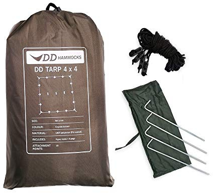 DD Hammocks Tarp 4x4 - Large Weatherproof Tapaulin for Group Camping and Outdoor Bushcraft Shelter