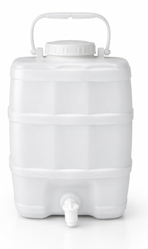 HELGUEFER - Bidon 20 Litros con Grifo Plástico | Bidon Reforzado Apto para Uso Alimentario, Reutilizable | Garrafa Agua con Cierre Hermético, Cómoda, Fácil de Usar | Para Camping o Cocina
