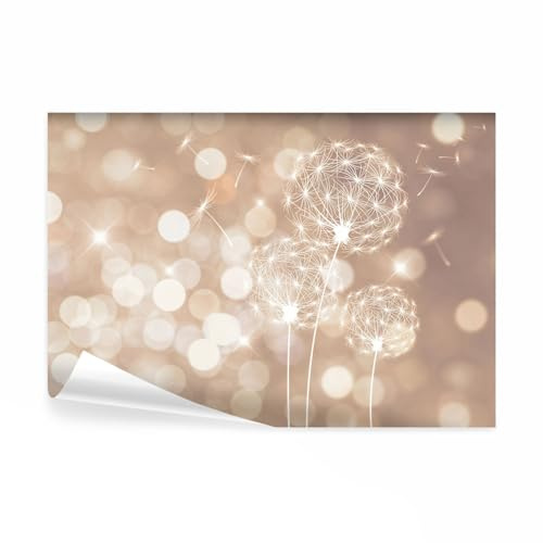 decomonkey Papier Peint Panoramique Pissenlit 350x256 cm Décoration murale | Tapisserie décorative pour chambre salon, Lueur pissenlit fleurs nature plantes léger, moderne