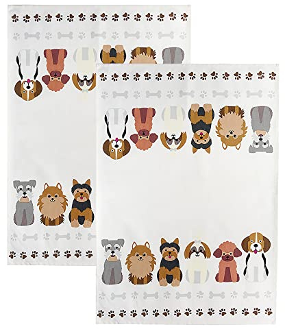 SPOTTED DOG GIFT COMPANY 2er Set Geschirrtücher Baumwolle in 50x70 cm - saugstarke und langlebige Küchentücher, Geschirrhandtücher Hundemotiv, Hund Geschenk für Hundebesitzer