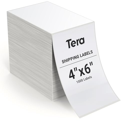 Tera Etichette termiche per spedizioni (10,2 x 15,2 cm) (1000 etichette/stack) senza BPA, senza sbavature, compatibili con varie stampanti, etichette adesive permanenti