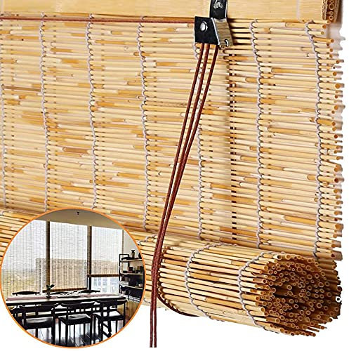 Bambusrollo Outdoor - Rollo Bambus Ohne Bohren, Holzrollo Für Fenster, Garten Deko, Sonnenschutz/Schattierung/Anti-UV, Für Terrasse,Garten,Tür,Küche, (Anpassbar Size : 50x80cm/20x31in)
