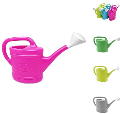 PLASTIFIC Watering Can Plastic Lightweight Water Sprayer Watering Bottle Detachable Sprinkler Rose for Garden Outdoor House Flower Bonsai Plant (4L, Fuchsia - Plastic Watering Can)