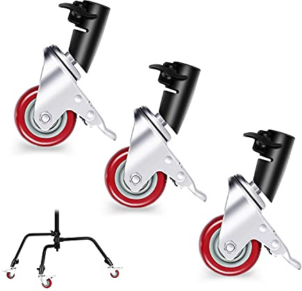NEEWER 3 Pack roulettes pivotantes 75mm diamètre seulement pour NEEWER C | Construction en métal, base en caoutchouc, pour la vidéo en studio (noir)