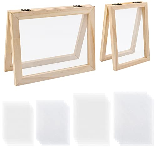 WANDIC Papierherstellungs-Sieb-Set, Papierherstellungs-Set enthält Holz-Formenrahmen, Papierherstellung, Stoff, Netze, für Bastelarbeiten