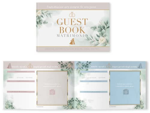Guest Book Matrimonio Originale - Libro Degli Ospiti Matrimonio - Album Invitati per Dediche Wedding - Guestbook 84 Pagine per Firme Originali