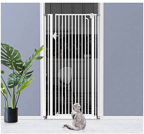 PBZLL Extra breites Haustiergitter für Hunde Katzen, Breitenverstellbar 74-164cm, 100cm hoch, für Baby und Haustier, druckmontiert, Weiß (Color : White, Size : Wide 86~90cm)
