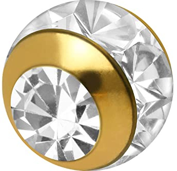 PIERCINGLINE Universellt kirurgiskt stål skruvkula epoxy ring + kristall piercingtillbehör kula ersättning färg och storleksval, Rostfritt stål