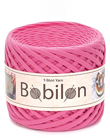 T-Shirt-Garn, Fettuccini- / Zpagetti-Stil, 7–9mm, zum Häkeln, Strickgarn, Knäuel, Bio, Makramee, Bändchengarn, 100% Baumwolle, Jerseygarn, Flamingo | Knotenfreies Bändchengarn für Makramee, Weben & Wohndeko – Flamingo, ideal für Anfänger & Profis