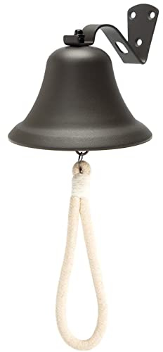 Campana da appendere Campana da pranzo Campana da esterno Supporto da parete Campana da interno Corda Campana per nave/barca/nautica/porta/scuola/reception/casa/campanella da chiesa (nero)