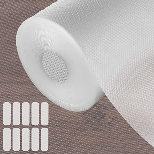 Kitchen Cupboard Liner for Kitchen Cabinets, 30cm×500cm Clear Shelf Liners EVA Non-Adhesive Waterproof Washable Kitchen Cupboard Liner with 60 Pcs Double-sided Tape for Drawers Cabinets Shoe Cabinets