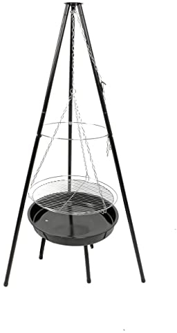 Schwenk-Grill mit Feuerschale, Dreibein Holzkohlegrill, Höhe ca. 150 cm, Grillfläche und Feuerschale je Ø ca. 52 cm Black