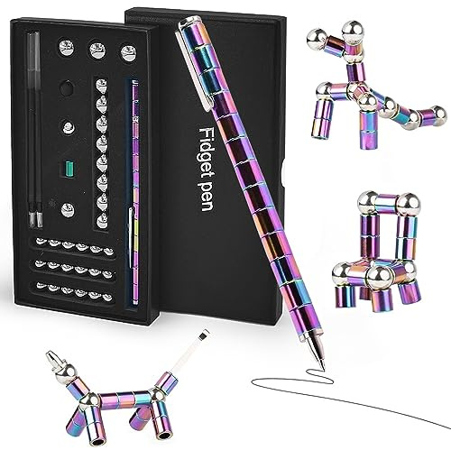 YAGE Magnetic Fidget Pen Sensory Toy Stress Relief, Anxiety Relief, and Fun Multifunctional Ballpoint Pen for Boys 11-15 Years Cool Gadgets and Party Bag Fillers Black Ink Gift Box Inclu