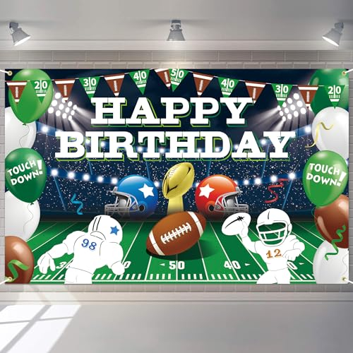 Fußball-Party-Dekorationen, Fußball-Hintergrund, Spieltag, Happy Birthday-Banner für American Football, Geburtstagsparty, Fußball, Spieltag, Fotografie, Hintergrund, Party-Dekoration