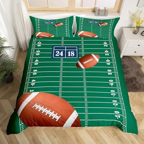 jejeloiu Football Duvet Cover Queen Size Boys Girls Teens