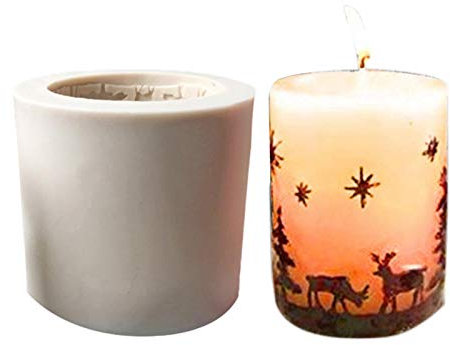 DIY-Kerzen-Silikonform, 3D-Weihnachtsbaum-Hirsch-Kuchen-Kerzenformen for selbstgemachte Bienenwachs-Kerze, Seife, Handlotion, Riegel, Wachsmalstift, Wachsschmelze, Bienenstöcke, Kerzenherstellungszube