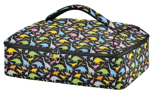 Mnsruu Contenitore per casseruole con motivo dinosauro, per cibi caldi o freddi, borsa termica per casseruole con coperchio, per viaggi, feste, picnic, Motivo dinosauro., Taglia unica