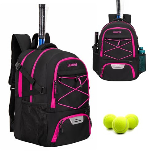 LARIPOP Tennistasche, Tennisrucksack für Damen und Herren, 2 Schläger mit separatem Schuhfach für Pickleball-Tennis-Badmintonschläger