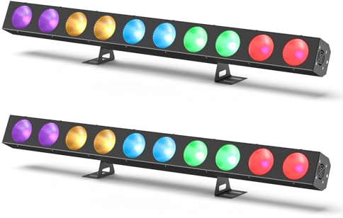120W Wallwasher Bühnenlicht COB RGBW Partylicht mit 10 pcs 4 in 1 LED Lamp Beads, dmx512 und Sound Aktiviert Effektstrahler für DJ Konzert Party Hochzeiten Nachtclub Tanzsaal (2 Stück)