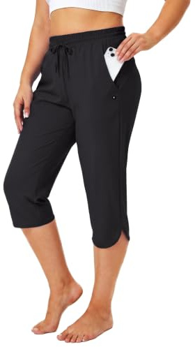 FitsT4 Sports Damen Badehose Schwimm Caprihose Lange Badeshorts Sommer | Schwimmhose Bikini Shorts Schnelltrocknend Badeanzug für Frauen mit Netztaschen für Schwimmbäder, Strände