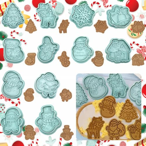 LPAMABA 12 PCS Emporte-Pièce pour Noël Moule Biscuit Noel Emporte-Pièces 3d Tampon Biscuit Noel Tampon Biscuit Personnalisable pour Biscuits Pain Sucreries Pâte Bonbon