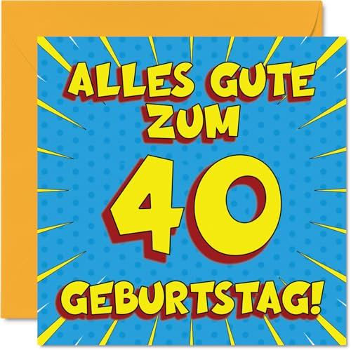 Stuff4 40. Geburtstagskarte für Männer Frauen Ihn Sie - Comic Buch - Vierzigster 40 Alles Gute Zum Karte Geburtstag, 145mm Scherzen Glückwunschkarten