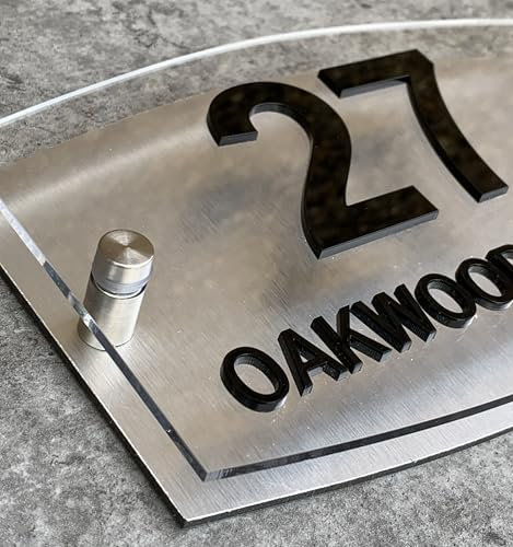 REAL 3D House Numbers Plaques Personalised 3D Door Numbers Street Names Outdoor Signs Customised Dual Layer Plaque (Black)