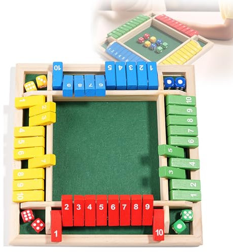 Cerkkapo Shut The Box, WüRfelspiel Shut The Box Spiel Spielbrett Mit 8 WüRfeln, Klappenspiel,Gesellschafspiel für die ganze Familie, Logikspiel für 2 bis 4 Spieler