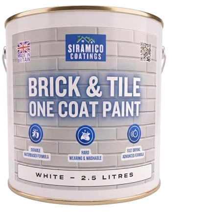 SIRAMICO COATINGS BRICK & TILE PAINT | WHITE - MATT | 1, 2.5 and 5 Litres (White, 2.5 Liters)