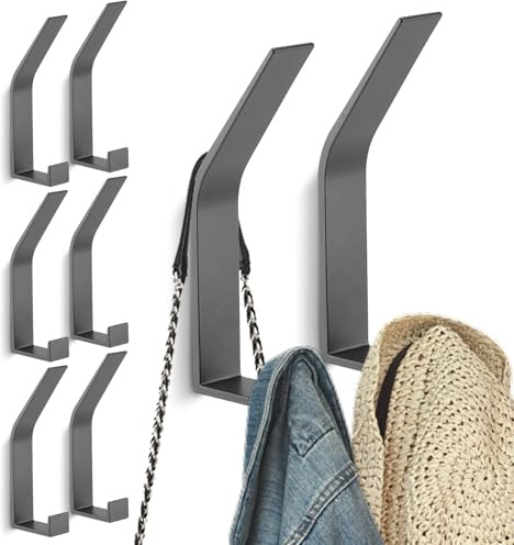 Kssvzz 8 Stück Kleiderhaken Wand zum Bohren-Schrauben unsichtbar, Grau | Moderne Garderobenhaken Garderobenleiste Wand für Jacken, Mäntel, Cap, Schals, Handtuch, Handtaschen und Mehr