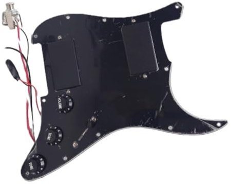 HH Guitar Prewired Loaded Strat Pickguard with Humbucker Active Pickups, 3-Way Switch, for Fender USA/Mexico Strat Replacement Parts (Black)
