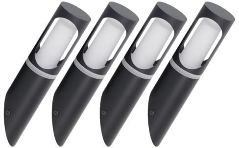 LUXULA 4er Set Wandleuchte, Wandfackel schräg, GU10 Fassung, Innen/Aussen, Aluminium - LED Außenleuchte IP44 Wandlampe Wegbeleuchtung Garten Terrasse