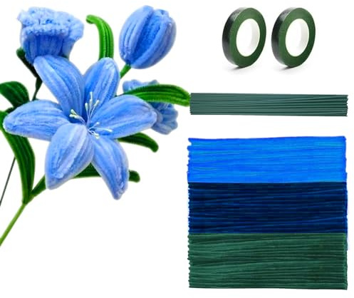 yolzhxe Chenille-tråd, 300 st flerfärgad rörhärdning, med självhäftande tejp och konstgjord blomstam, kreativ rörrengörare, vriden pinne för gör-det-själv-dekorationer och kreativt hantverk, B