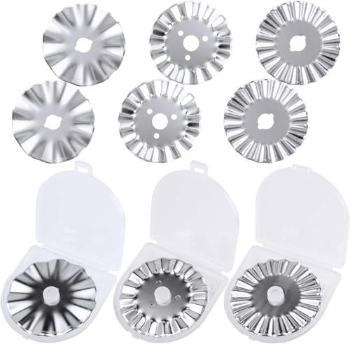 9 Stück Wellen-Rollschneiderklingen 45mm Edelstahl Ersatzklingen | Rundklingen Set, für Stoff Vinyl Quilten Patchwork Scrapbooking Nähen Basteln