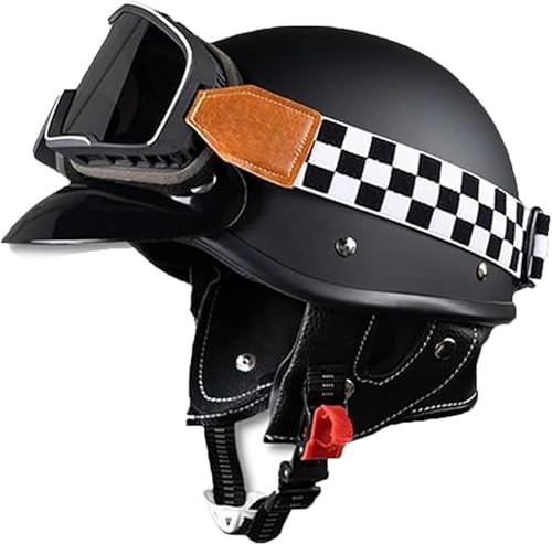 Casco A Mezza Calotta Omologato ECE, Casco Da Motociclista Per Uomo E Donna, Casco Da Scooter Per Adulti, Casco Da Cruiser, Chopper, Skateboard, Casco Da Motociclista A3,L/(59~60cm)