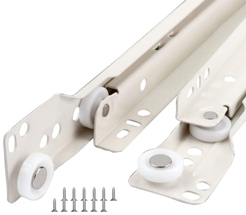 Heavy Duty Metal Drawer Slides 500mm (20 Inch) Kitchen Cabinet Runners 45 Kg Load Capacity Quiet Roller Guide Drawer Repair Kit 1 Pair Steel Rails