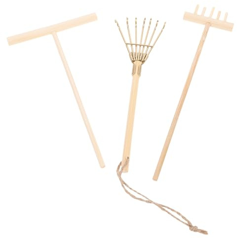 Abaodam 3pièces Râteau de Jardin Zen et Petit Râteau pour Table à Sable de Mini Outils de Jardin Faits Main