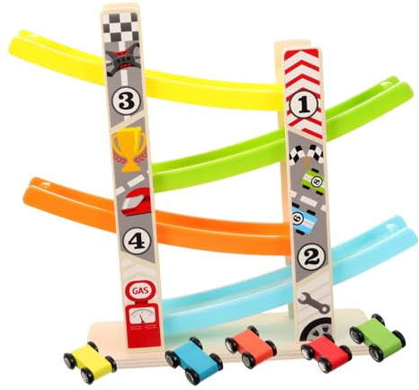 FRCOLOR Planeador de Pista Juguete de Coche Deslizante Juguete de Carreras Cuatro para Educativo para Pequeños de Coche para Coleccionar Interiores