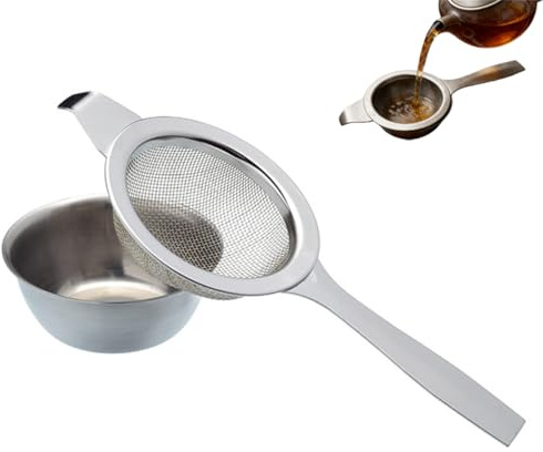 Tea Strainer + Base Tray – Tea Infuser for Loose Tea Brewing, Fine Mesh Loose Tea Infuser, Reusable Loose Leaf Tea Infuser for Cup