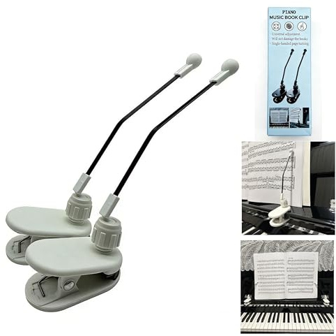XMWN Piano Music Book Clip Universal Adjustment Sheet Music Clip Page Holder Music Score Holder For Piano WN025-White Color