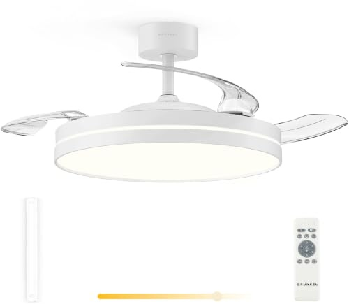 Grunkel Ventilador de Techo 42” | Motor DC 30W | Aspas Retráctiles | Luz LED 24W | 6 Velocidades | Rotación Inversa | Mando a Distancia |