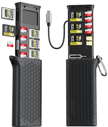 16-in-1 CFexpress Tipo A + SD + TF Card Reader & Storage Case Combo, USB-C 3.2 Gen2 10Gbps ad alta velocità Multi Card Reader Portable Card Holder Adapter per fotocamere, telefoni, droni, action
