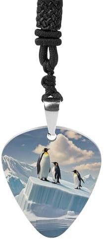 BTCOWZRV Penguins On The Iceberg gitarrplektrum halsband titan stål gitarr plektrumhållare hänge halsband R&B musik smycken trendigt rockmusik halsband gitarr ukulele plektrum halsband för