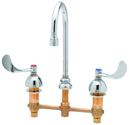 T&S Brass B-2866-05-LF15 Medical Faucet with 8-Inch Centers, Swivel Gooseneck, 1.5 GPM Laminar Device and 4-Inch Wrist Handles