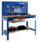 Simon Rack Banco de Trabajo Taller, Capacidad Carga 600 kg, 1445x1510x610 mm, Mesa de Trabajo, 1 Cajón, Azul/Madera - BT2