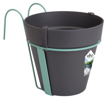 elho Loft Urban Balkon Potholder Blumentopf - Anthracite | L 28 x B 19.3 x H 20 cm | für den Außenbereich