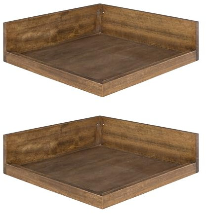 Kate & Laurel Levie Modernes 2-teiliges Set schwebende Eckwandregale aus Holz mit Bilderrahmenhalter Ledge, 30,5 cm breit x 30,5 cm tief Rustikal 2 Piece rustic brown