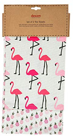 Dexam Flamingo Set of 2 Tea Towels Pink